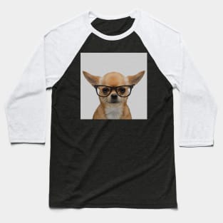 Portrait of Chihuahua with Nerd Glasses Baseball T-Shirt